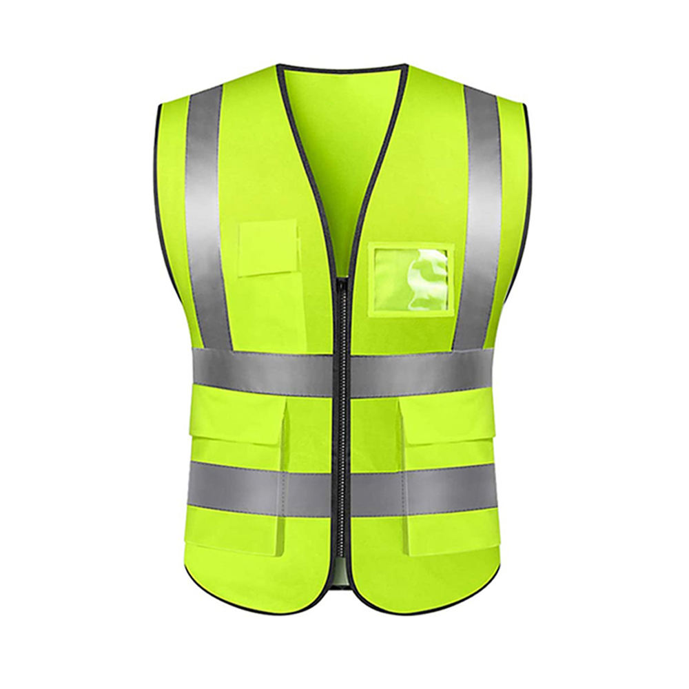 Hestic Sports Wear Customized Black Reflective Safety Vest Company Logo With Pockets Custom Color Fluorescent Visibility Work Class 2 Safety Vest